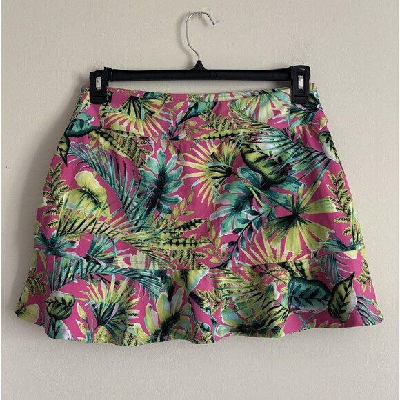 Tommy Bahama Golf Skort Womens Large‎ Tropical Ruffle Pink Green Stretch Preppy - Picture 8 of 8